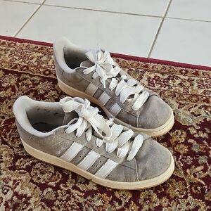 Adidas Suede Gray and White Sneakers. 10.5